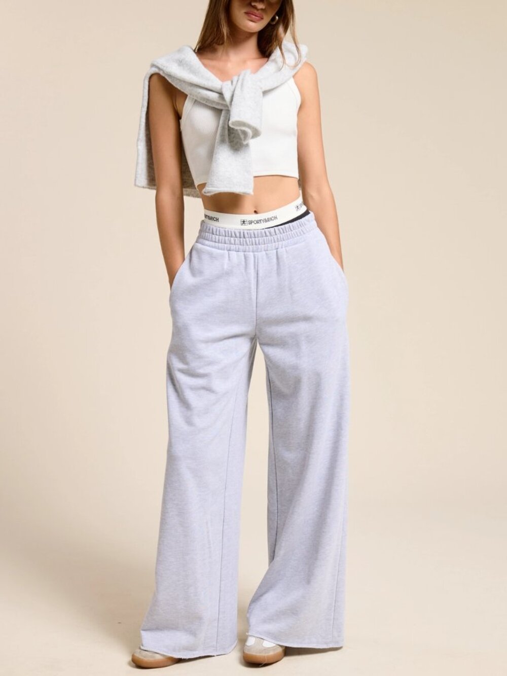 Alder Wide Leg Lounge Pant in Heather Grey NWT Size Large